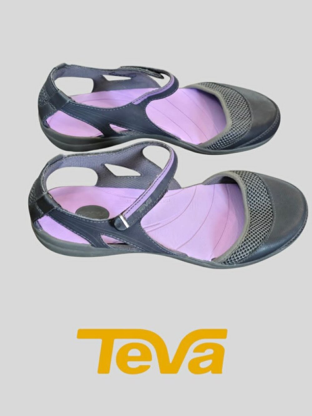 Teva  Leather Pasas Mary Jane Athletic Sandals  Purple Gray Shoes Womens 9.5 W